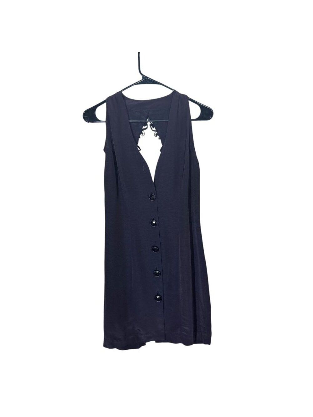 Vintage 90s Black Sleeveless Short Button Up Dress Small